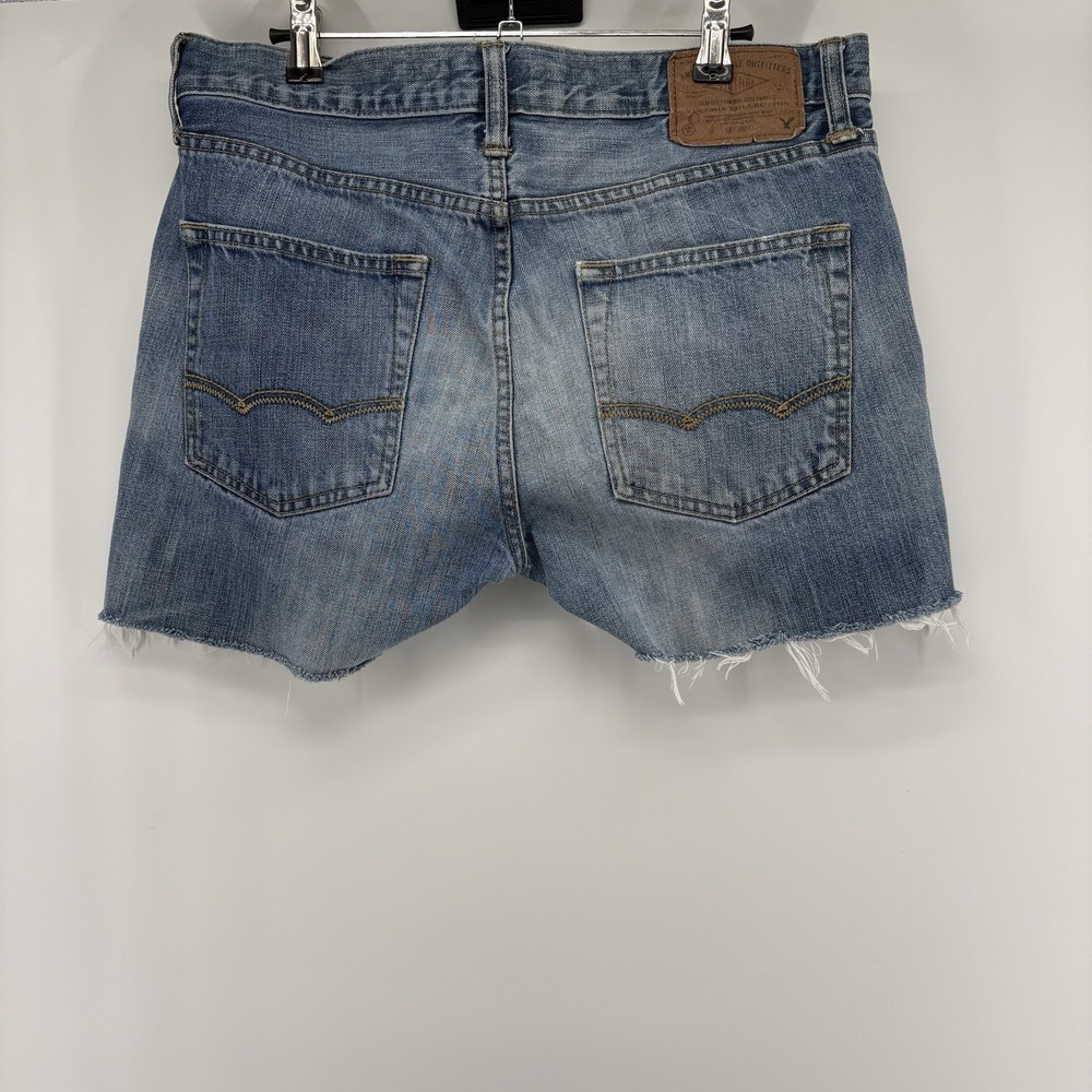 American Eagle Mens Distressed Cut Off Denim Shorts Blue Size 33 Slim Straight - Picture 7 of 13